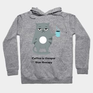 Funny Cat Drinking Coffee Hoodie